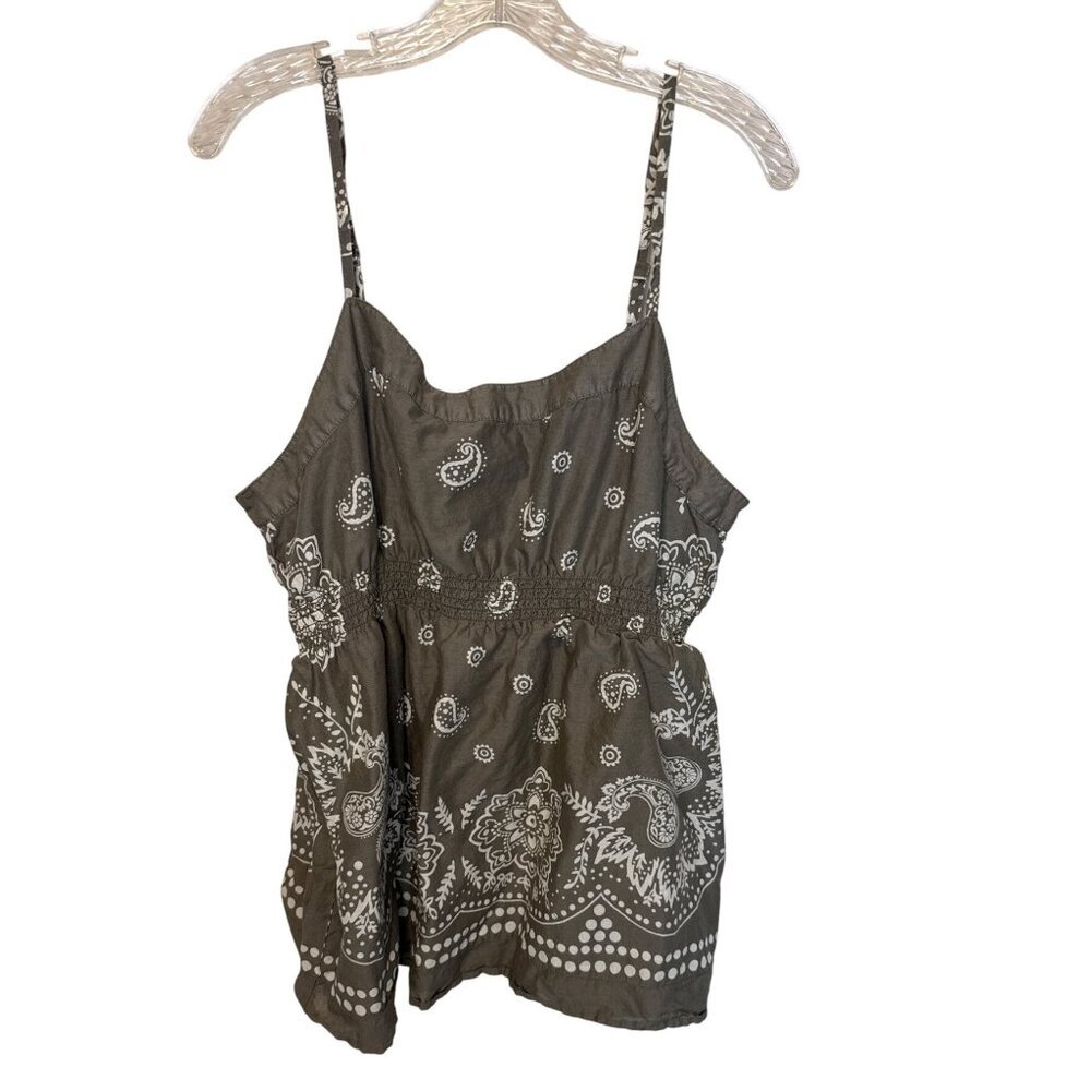 Old Navy XXL Gray/Green Bandana Print Sleeveless Top With Adjustable Straps